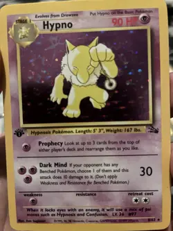 Hypno Fossil Holo Rare 1st Edition Pokemon TCG Card Stage 1 HP90 No. 8/62 (1999) - Image 3