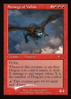 MTG Magic 1 x Scourge of Valkas x 1 - PROMO FOIL Retro Frame - Image 1