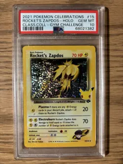 Pokemon TCG Rockets Zapdos Holo Classic Collection 15/132 Celebrations PSA 10 - Image 1