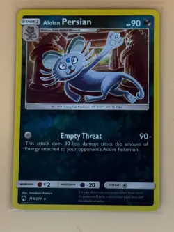 Pokemon TCG Alolan Persian Reverse Holo Lost Thunder 119/214 - Image 1