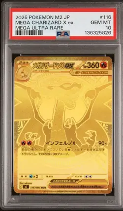 PSA 10 GEM MINT Mega Charizard X Ex 116/080 GOLD ULTRA RARE Pokemon Card 326 - Image 1