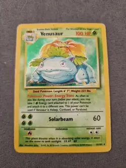 Pokemon TCG Base Set Venusaur Holo Rare Card 15/102 HP - Image 1