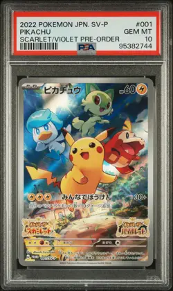 2022 Pokemon Japanese SV Promo Pikachu #001 Scarlet/Violet Pre-Order PSA 10 GEM - Image 1