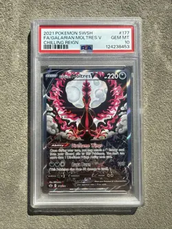 2021 POKEMON SWORD & SHIELD CHILLING REIGN FULL ART/GALARIAN MOLTRES V PSA 10 - Image 1