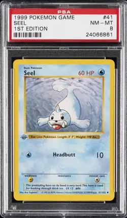 1999 POKEMON BASE SET 1ST EDITION #41 SEEL PSA 8 - Image 1