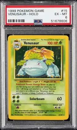 1999 POKEMON GAME #15 VENUSAUR-HOLO PSA 6 - Image 1