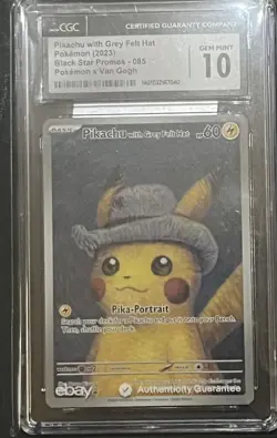 Pikachu with Grey Felt Hat (Pokemon x Van Gogh collaboration) CGC 10 Gem Mint - Image 1