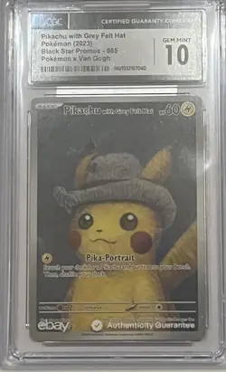 Pikachu with Grey Felt Hat (Pokemon x Van Gogh collaboration) CGC 10 Gem Mint - Image 4