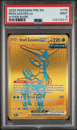 2025 POKEMON PRE EN-PRISMATIC EVOLUTIONS HYPER RARE #176 IRON LEAVES EX PSA 9 - Image 1