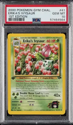 2000 POKEMON GYM CHALLENGE 1ST ED #41 ERIKA'S IVYSAUR PSA 10 - Image 1