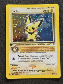 Pokemon TCG Pichu 12/111 1st Edition Neo Genesis WOTC Holo Vintage LP/Crease - Image 1
