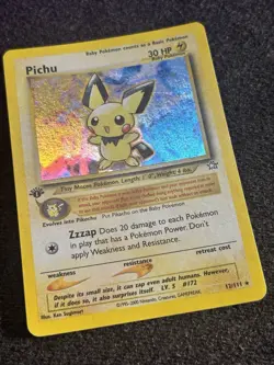Pokemon TCG Pichu 12/111 1st Edition Neo Genesis WOTC Holo Vintage LP/Crease - Image 2