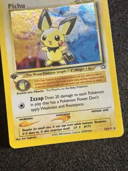 Pokemon TCG Pichu 12/111 1st Edition Neo Genesis WOTC Holo Vintage LP/Crease - Image 3