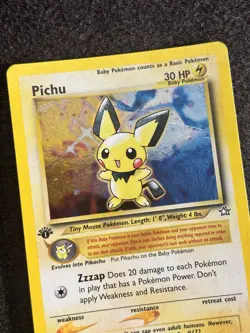 Pokemon TCG Pichu 12/111 1st Edition Neo Genesis WOTC Holo Vintage LP/Crease - Image 4