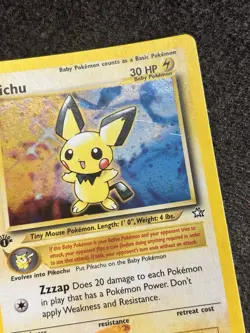 Pokemon TCG Pichu 12/111 1st Edition Neo Genesis WOTC Holo Vintage LP/Crease - Image 5