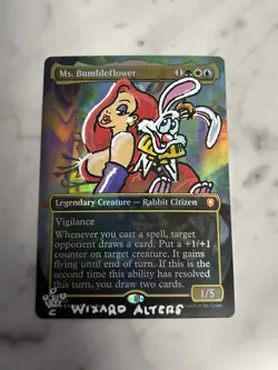 Altered/Hand Painted Ms. Bumbleflower MTG Card - Jessica Rabbit - Image 2
