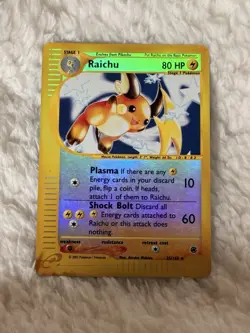 Pokemon Raichu Expedition Base Set Reverse Holo Error Card 25/165 - Image 1