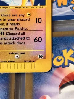 Pokemon Raichu Expedition Base Set Reverse Holo Error Card 25/165 - Image 5
