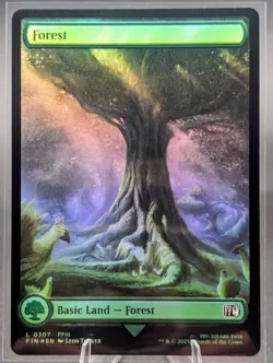 FOIL Forest (307) Full Art Final Fantasy MTG Magic the Gathering In Hand - Image 1
