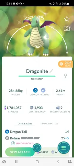 Pokemon Go Shiny Dragonite ( Max CP ) ( Purified) - Image 1