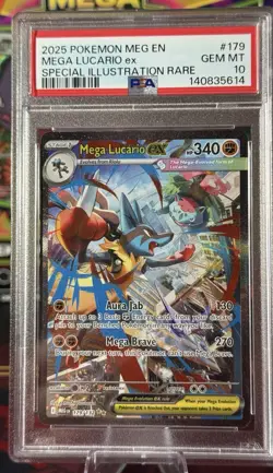 Pokemon Mega Lucario ex 179/132 Me01: Mega Evolution Holo PSA 10 - Image 1