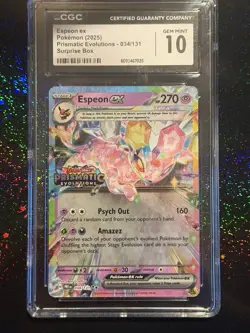 Pokemon TCG Espeon EX Prismatic Evolutions Stamped Promo CGC 10 Gem Mint - Image 1