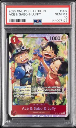 2025 ONE PIECE OP13-CARRYING ON HIS WILL #007 ACE & SABO & LUFFY PSA 10 - Image 1