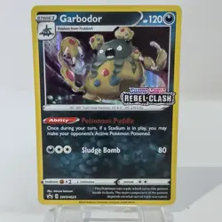 Pokemon Card Garbodor SWSH025 Black Star Promo Stamped Rebel Clash Near Mint - Image 1