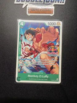ONE PIECE TCG Red Bull Double Don!! And Promo Card Monkey D.Luffy w/sticker - Image 2