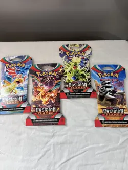 Pokemon TCG Obsidian Flames Sleeved Booster Pack ART SET *4 packs* - Image 1