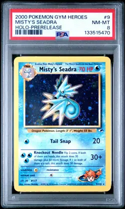 2000 Pokemon Gym Heroes 9 Misty's Seadra Prerelease Holo PSA NM-MT 8 - Image 1