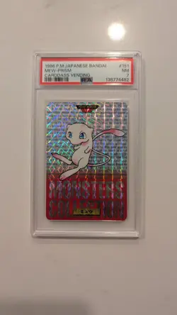 1996 Pokemon Japanese Mew PRISM Bandai Carddass Vending Red No. 151 PSA NM 7 - Image 1