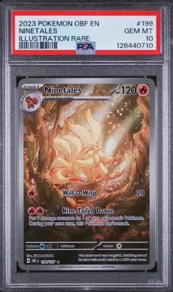 PSA 10 Ninetales 199/197 2023 Pokemon SV03: Obsidian Flames EN Illustration Rare - Image 1