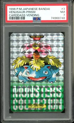 1996 Pokemon Japanese Bandai Cardass Vending 3 Venusaur Prism PSA 7 - Image 1