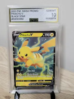 Pokemon V Powers Tin Promo Pikachu V SWSH063 Black Star AGS 10 Gem Mint - Image 1