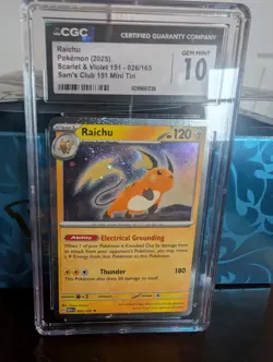 Pokemon 2025 Raichu From Scarlet And Violet 151 #026/165 CGC 10 Gem Mint - Image 1