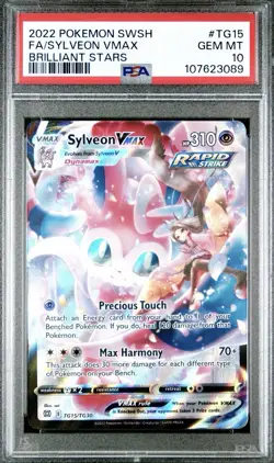 2022 POKEMON SWORD & SHIELD BRILLIANT STARS #TG15 FULL ART/SYLVEON VMAX PSA 10 - Image 1