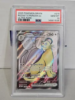 Pokemon TCG DRI Team Rocket's Persian Ex 219/182 Ultra Rare Holo PSA 10 Gem - Image 1