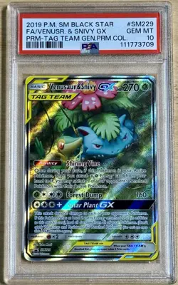 2019 Pokemon SM Black Star Promo #SM229 Full Art Venusaur And Snivy GX PSA 10 💎 - Image 1