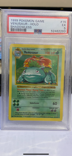 1999 Pokemon game PSA 5 shadowless Venusaur Holo #15 - Image 1