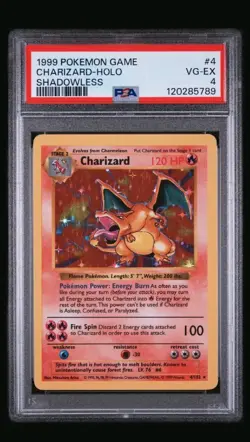 Pokemon Charizard Base Set Shadowless Holo Rare #4 PSA 4 - Image 1