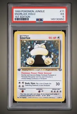 1999 POKEMON JUNGLE 1ST ED #11 SNORLAX-HOLO PSA 5 EX - Image 1