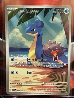 Pokemon TCG Destined Rivals Misty's Lapras 194/182 NM Illustration Rare Holo - Image 1
