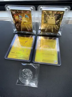 Gold Metal Charizard/Pikachu - Celebrations UPC Promo - Pokemon Card - Image 1