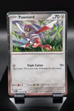 Pawniard 148/197 Cosmos Galaxy Holo Promo Rare S&V Obsidian Flames Pokemon Card - Image 1