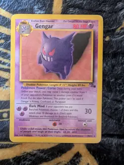 GENGAR 20/62 Pokemon Fossil Set Card Vintage LP Wizards 1999 - Image 1