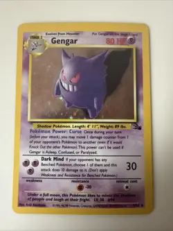 Pokemon Gengar TCG Fossil Holo Card 5/62 Unlimited Holo Rare - Image 1
