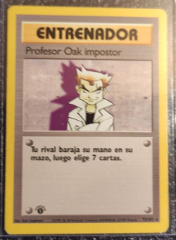 Pokemon Base Set Alpha 1st Edition Spanish Edition Professor Oak impostor 73/102 - Image 1