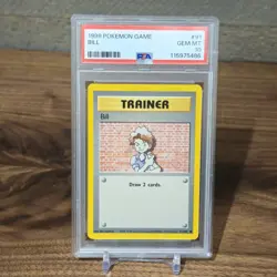 1999 POKEMON GAME 91 BILL TRAINER PSA 10 GEM MINT BASE SET UNLIMITED - Image 1