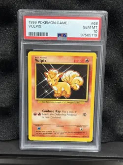 1999 POKEMON GAME BASE SET 68 VULPIX PSA 10 GEM MINT - Image 1